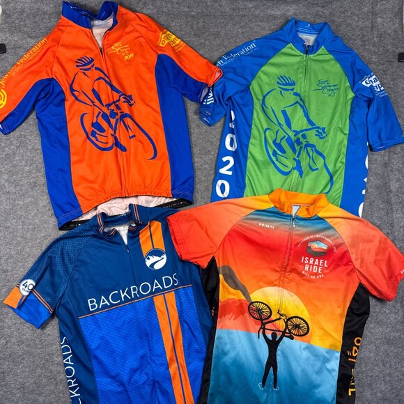 Cycling Jersey Mens Medium Lot Of 4 Primal Backroads Short Sleeve Full Zip - Picture 1 of 11
